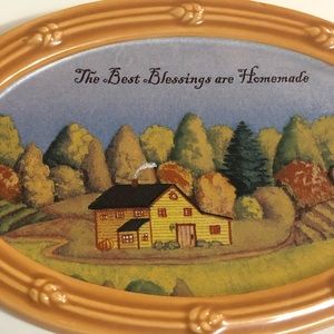 Vintage Russ Ceramic Oval Wall Hanging Blessings..